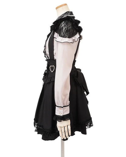 Japanese Liz Mine Mass Production Detachable Suspender Skirt Spring and Autumn Heart Cross Suspender Back Bow Straps Skirt