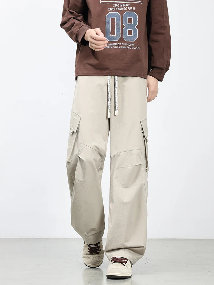 Summer Men's Cargo Pants with 5 Pockets Outdoor Quick Dry Casual Pants Lightweight and Cool Stretch Straight Trousers