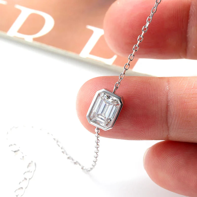1/2CT Emerald Radiant Cut Moissanite Bracelets for Women Men Adjustable 15-20cm Chain 925 Sterling Silver Jewelry Fine