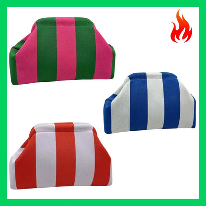 Knitted Striped Handbag Summer Beach Clutch Bags for Women Crochet Handbags Purses Knitting Dumpling Ruched Cosmetics Storage