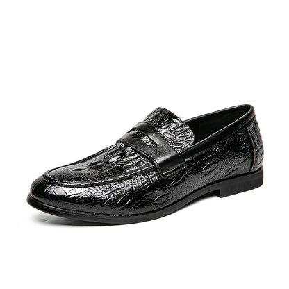 2025 new men black slip-on leather shoes, 47 soft non-slip business leather shoes, spring moccasin social flat formal shoes 48