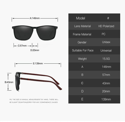 Luxury Square Vintage Polarized Sunglasses For Men Women Fashion Travel Driving  Sun Glasses Male TR90 Eyewear UV400