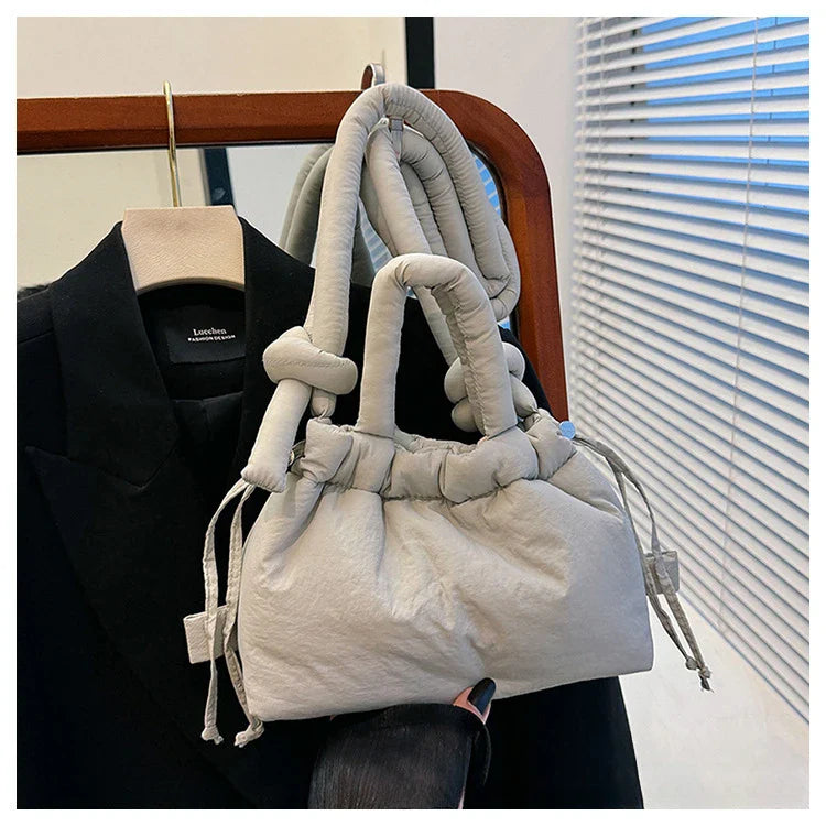 Women's Casual Single-shoulder Bag Large Capacity Nylon Backpack Women's Down Cotton Winter Tote Bag Portable Makeup Handbag