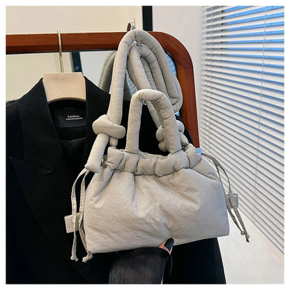 Women's Casual Single-shoulder Bag Large Capacity Nylon Backpack Women's Down Cotton Winter Tote Bag Portable Makeup Handbag