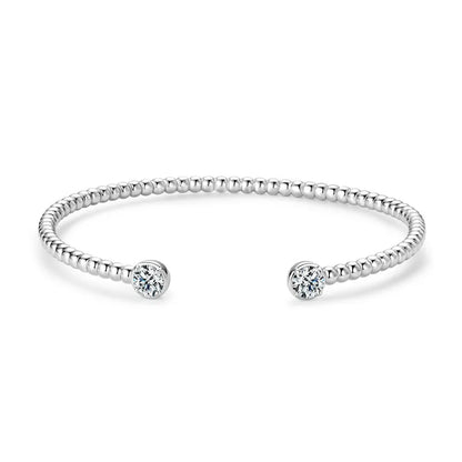 1CTTW 18k Plated Moissanite Bangles for Women 100% Solid S925 Silver Stackable Jewelry Adjustable Lab Diamond Bracelets