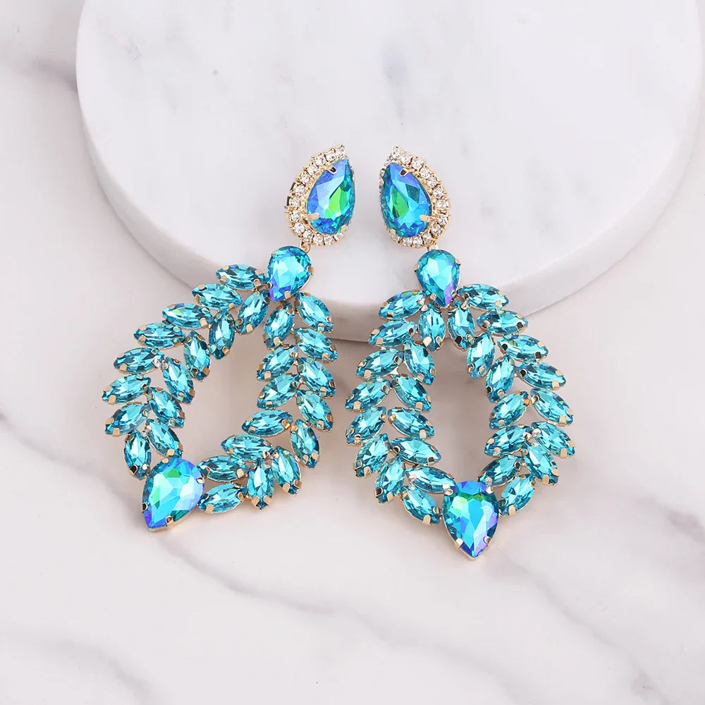 New Crystal Dangle Earrings For Women Rhinestone Earrings Weddings Ladies Party Fashion Jewelry Accessories Wholesale Gifts