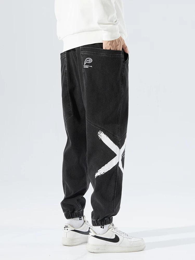 2026 New Summer Men's Jeans Denim Jogger Pants Streetwear Style Ankle-Length Baggy Jeans with Drawsting Waist Asian Size XL-6XL