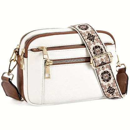 Retro fashion classic, women's multifunctional bag, zipper shoulder strap crossbody bag, small square bag, suitable for office w