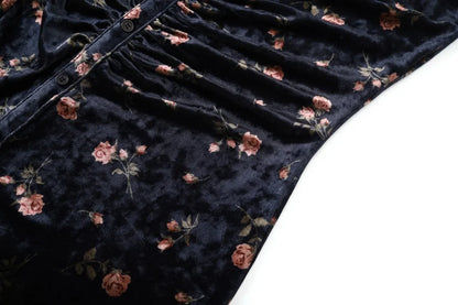 velvet print shirring woman dress elegance lady dressy wear
