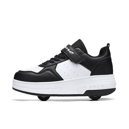 Ultra-Light Leathe Two Wheels Children's Sport Roller Skate Shoes for Kids Boys Girls Walking Running Sneakers Outdoor for Women