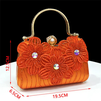 Italian Fashion Women's Elegant Orange Heels & Rhinestone Clutch Bag Set – Perfect for Parties and Special Occasions