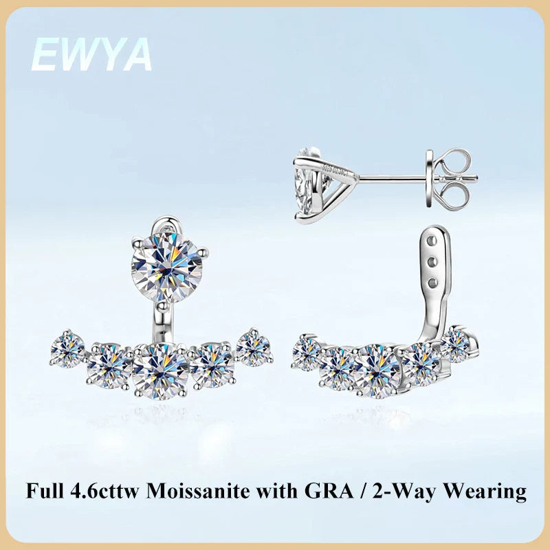 2 in 1 0.5CT Round Brilliant Cut D Color Moissanite Stud Earrings for Women S925 Silver GRA Certified Pierced Earring Gift