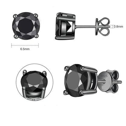 4 Claw GRA Certified 0.5/1CT Black Moissanite Earrings for Women Man Unisex 925 Silver Plated 18K Black Gold Party Ear Stud
