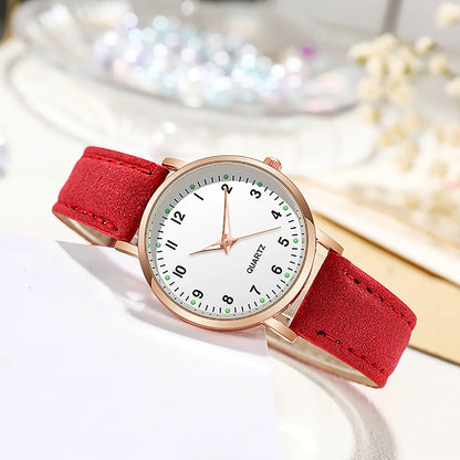 Ladies Diamond-Studded Luminous Retro Female Watch Leather Belt Quartz Watch Women Simplicity Casual Decoration Wristwatches