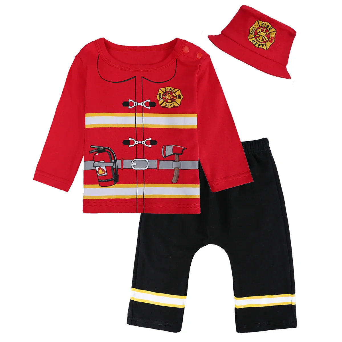 Boys Pilot Costumes Baby Firefighter Clothing Infant Police Cosplay Party Outfits Set Long Pants with Hat Halloween Costume