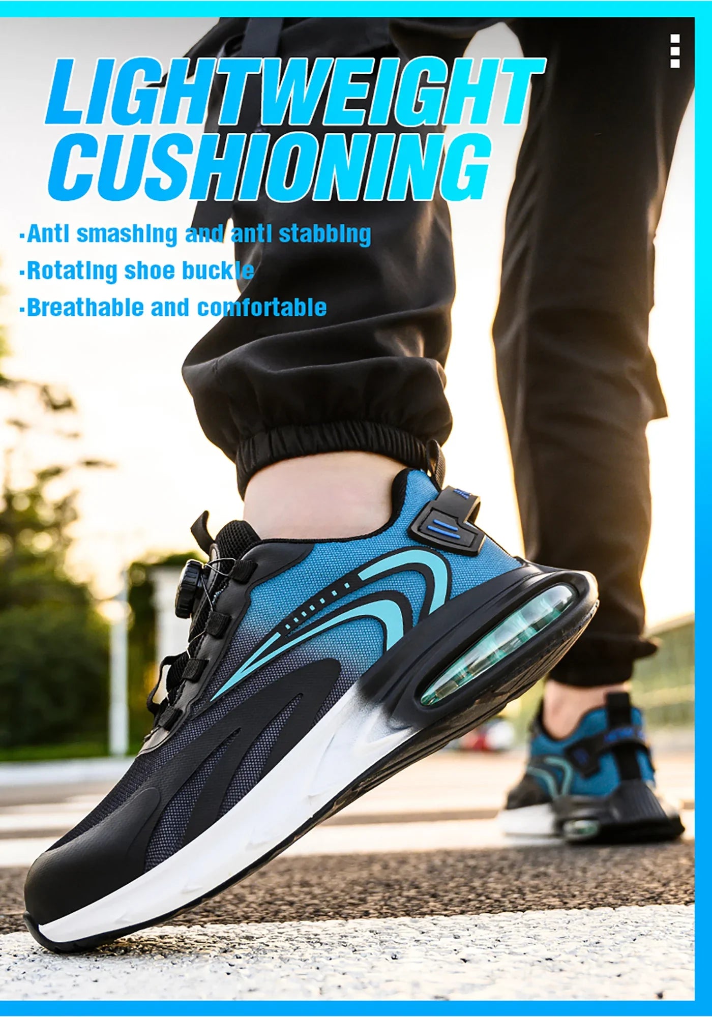 Rotating buckle lightweight and breathable work shoes, protective shoes, industrial safety, puncture resistant steel toe shoes