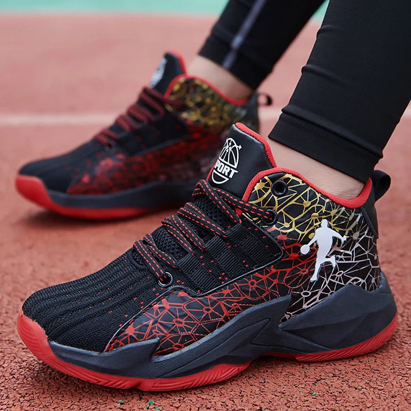 Boys Basketball Shoes Classic Kids Sneakers Fashion Tennis Kid Sport Shoes Outdoor Non-Slip Trainer Children School Basketball