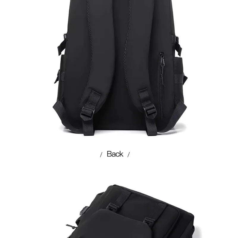 One 15 Inch Polyester Waterproof Solid Color Simple Men's Backpack Fashion Couple Student Computer Backpack