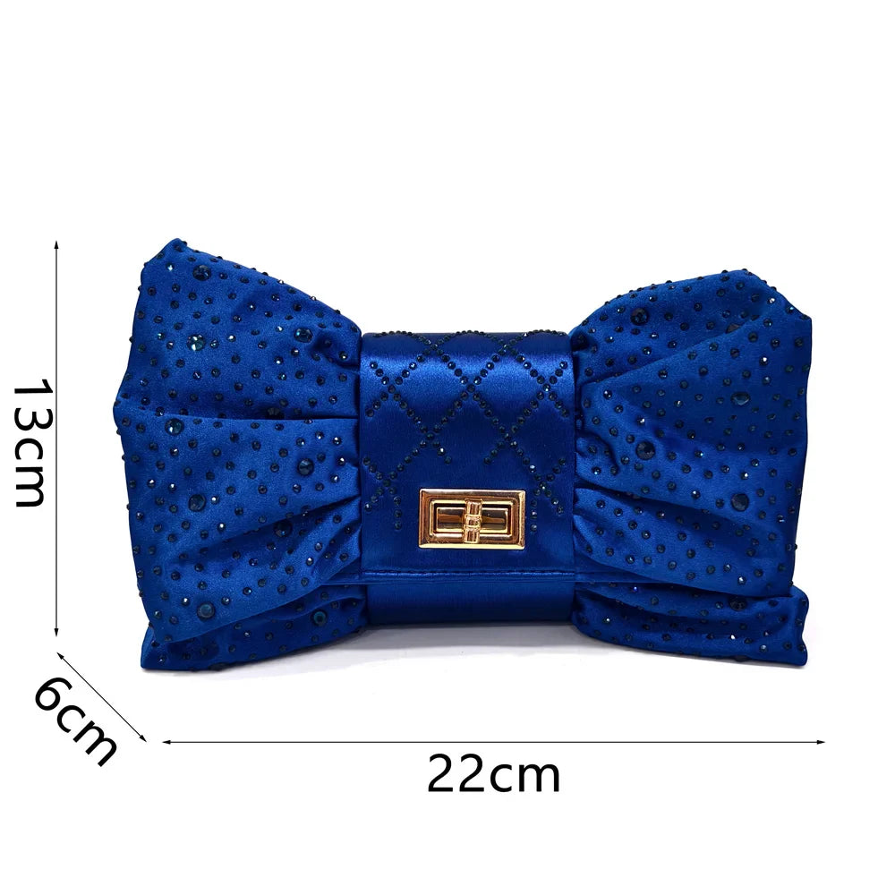 Fashion Brown Color Women's Party Shoes and Bag Set With Elegant Diamond Butterfly Design - Stylish and Chic