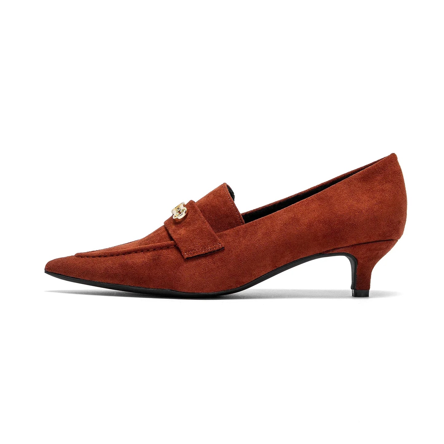 Woman's Heel Shoes New Retro Suede Women's Shallow Mouth Pointed Shoes Girls Business Low Heel Le Fu Shoes