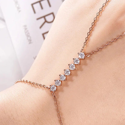 3MM Adjustable Certified Moissanite Bracelets for Women Girls Gift 14-21cm 7 Gems Sparkling Chains 925 Sterling Silver