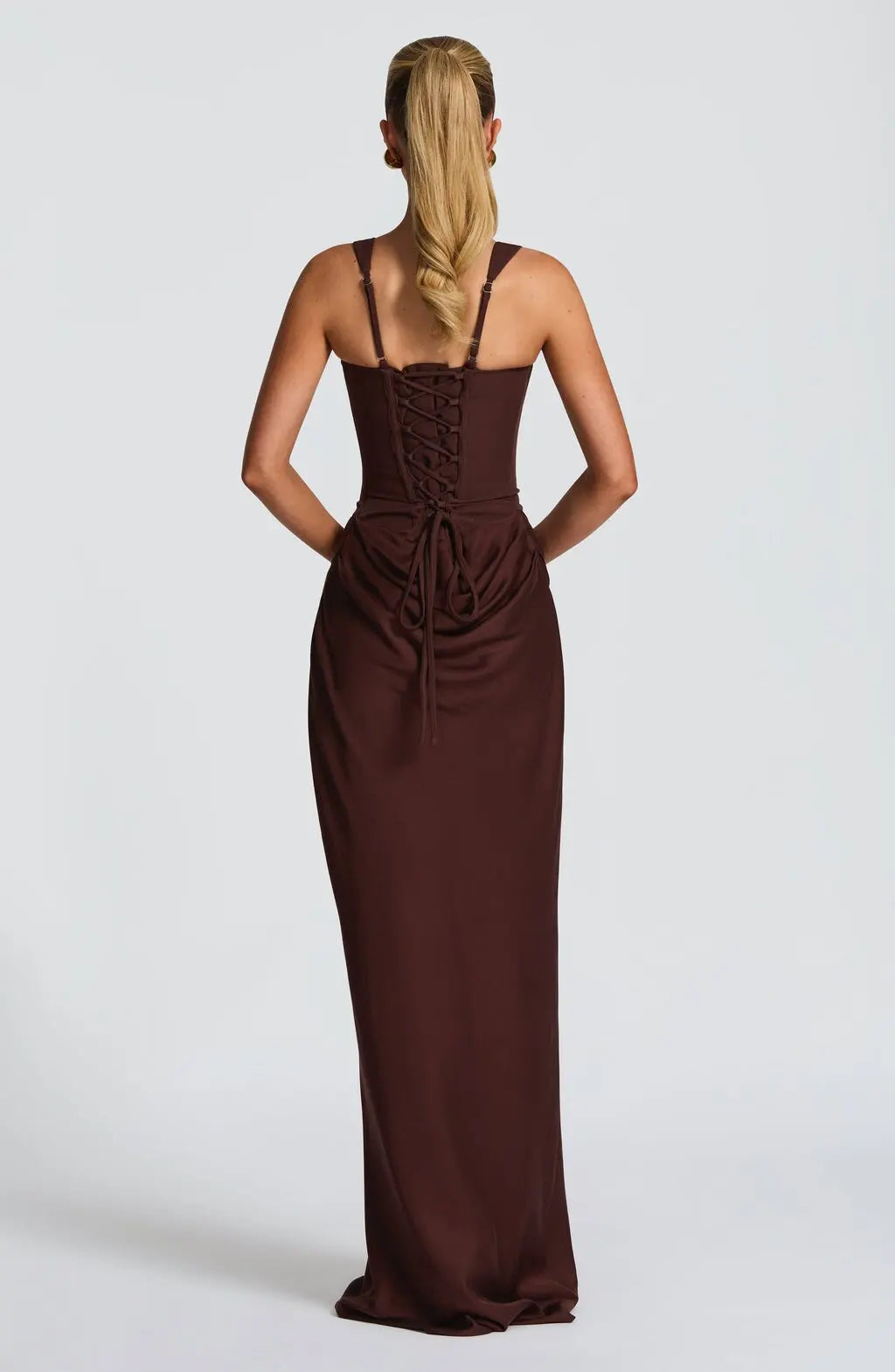 Women's casual long sleeved slim fit fishbone pure desire suspender jumpsuit long skirt slim fit solid color hip hugging dress