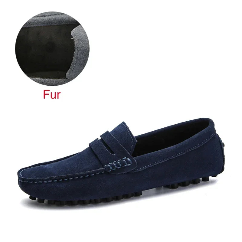 Large Size 49 Men Loafers Soft Moccasins High Quality Spring Autumn Genuine Leather Shoes Men Warm Flats Driving Shoes