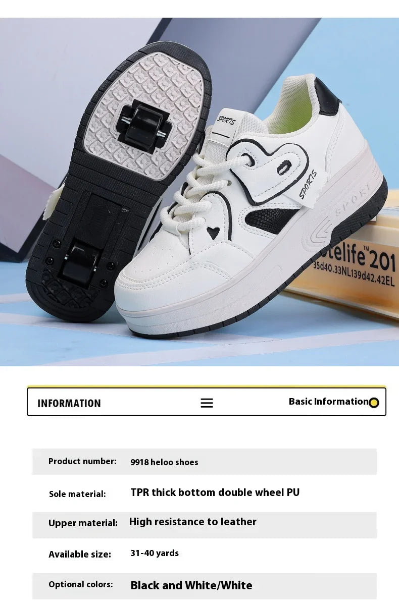 Lace-up breathable walking shoes Girls 2024 new two-wheeled retractable sports roller skates for female students outdoors