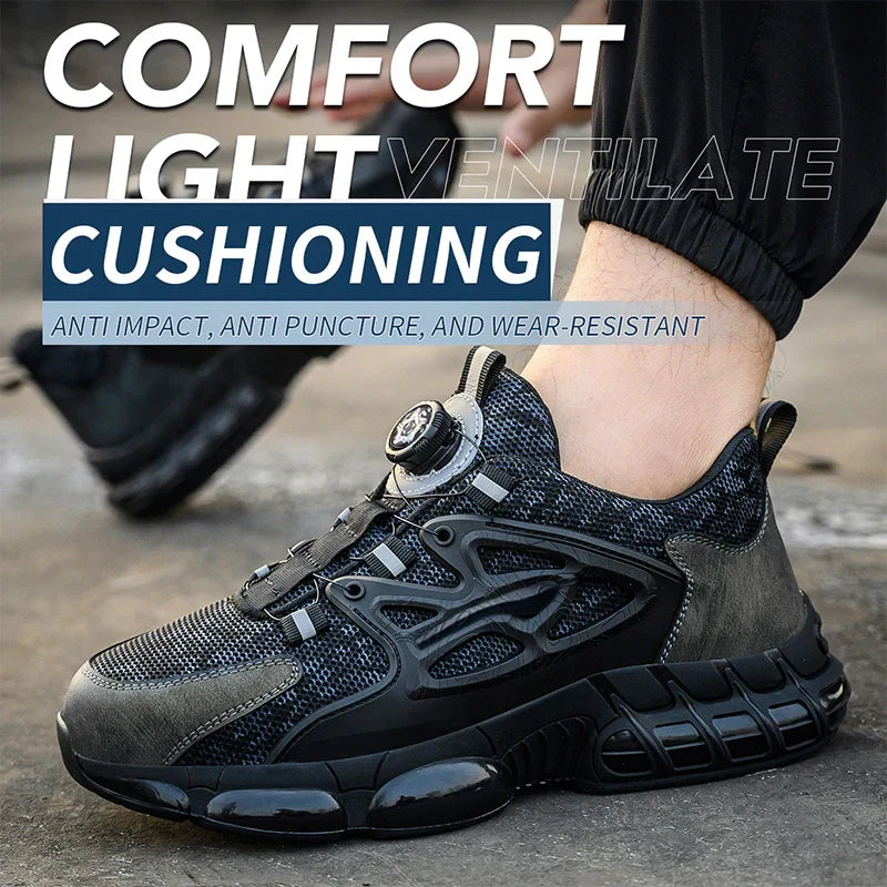 Men's Safety Shoes Air Cushion Protection Safety Boots Fashionable Casual Shoes Breathable Odor Protection Men's Work Shoes