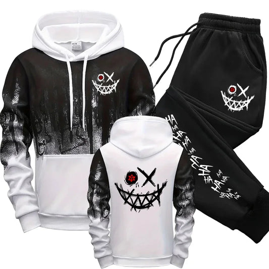 Men's Tracksuit  Men Two Piece Sets Versatile Casual Jogging Sweatshirts Fashion Comfort Daily Sports Simple Splashed Ink Hoodie