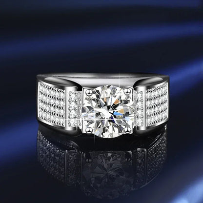 1ct D Color Moissanite Wedding Band Men Ring 925 Sterling Silver with Gold Plated Wedding Engagement Rings Gift For Man