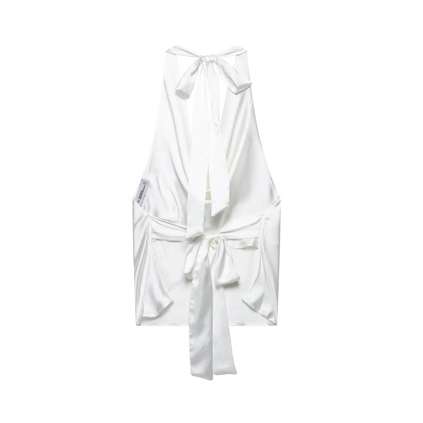 2025 Women Sexy Sleeveless Backless Bow Tied Soft Touch Blouse Female FashionHalter Shirts Summer Blusas Chic Tops LS9013