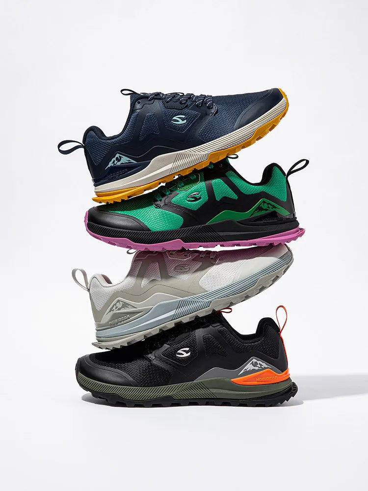 Unisex Hiking Sneakers Lace-Up Walking Shoes Outdoor Travel Artificial Leather Sneakers