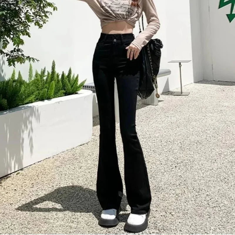 Women Classic Thin Straight Leg Denim Trousers