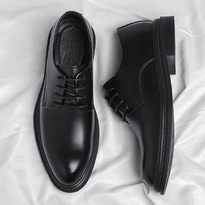 Black Round Toe Lace Up Men's Formal Shoes Spring Autumn Legitimate Leather Official 2025 Style Gentleman Trend Social Shoe Male