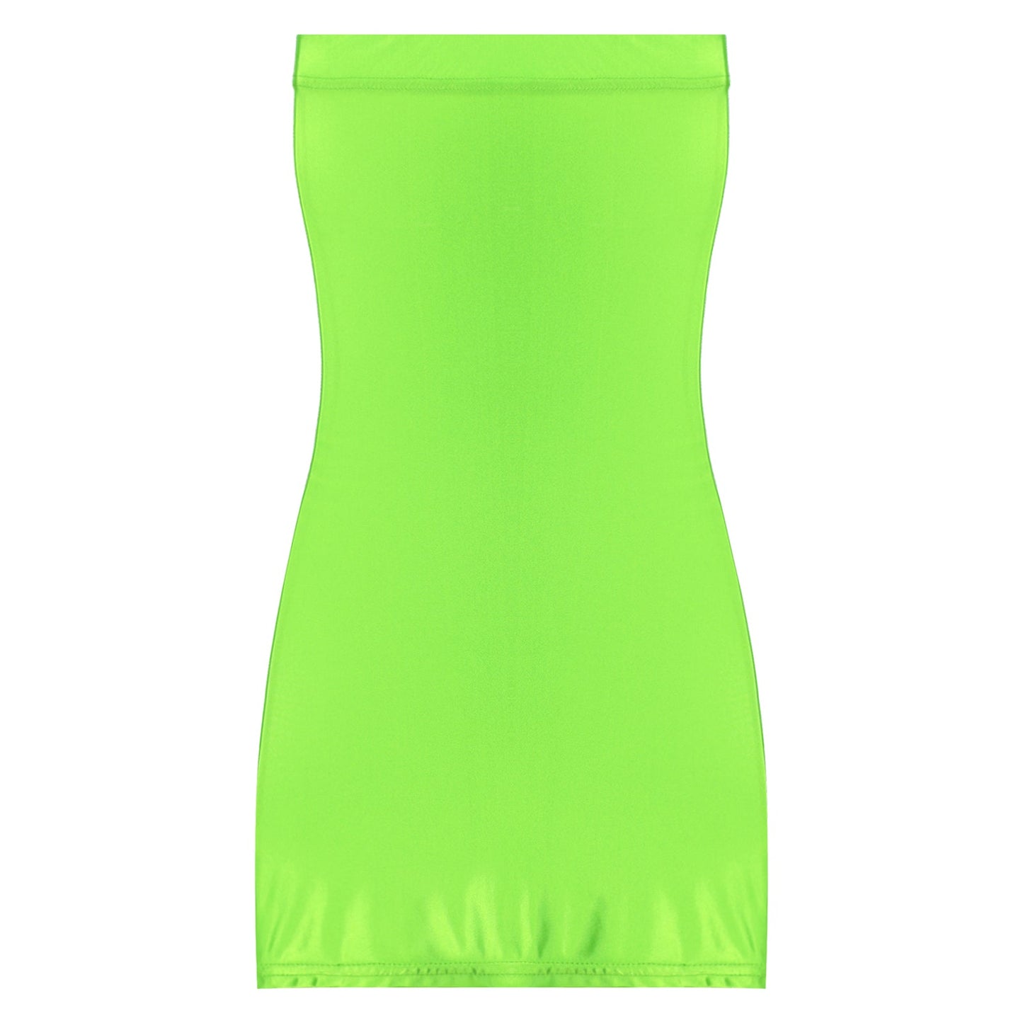 Womens Oil Glossy Strapless Pencil Dress Solid Color Tight Fitting Stretchy Bodycon Mini Dresses Night Club Costume Nightwear