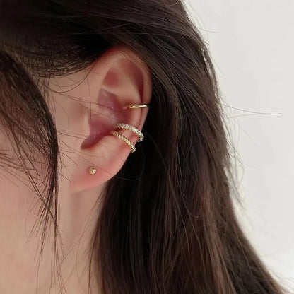 Fashion Exquisite Crystal Zerconia Ear Cuff Earrings for Woman Non Piercing Leaf Clip Earrings Christmas Jewelry Gift