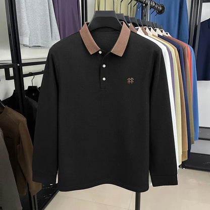 Design Brand Men's Polo Shirt Lapel Exquisite Embroid Long Sleeve Autumn New Breathable T-Shirt Business Leisure Trend Men'swear