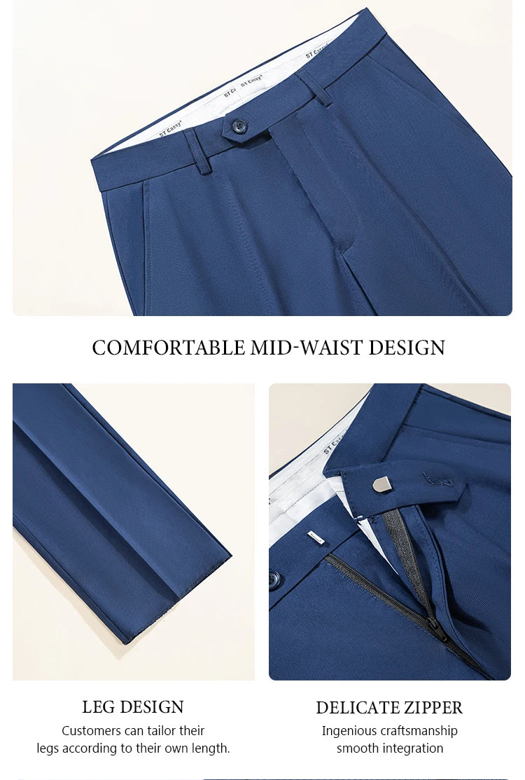 High Quality Men's Suit Slim Fit Solid Color Suit Formal Business Office Single Breasted Coat Pants 2 Pieces Set