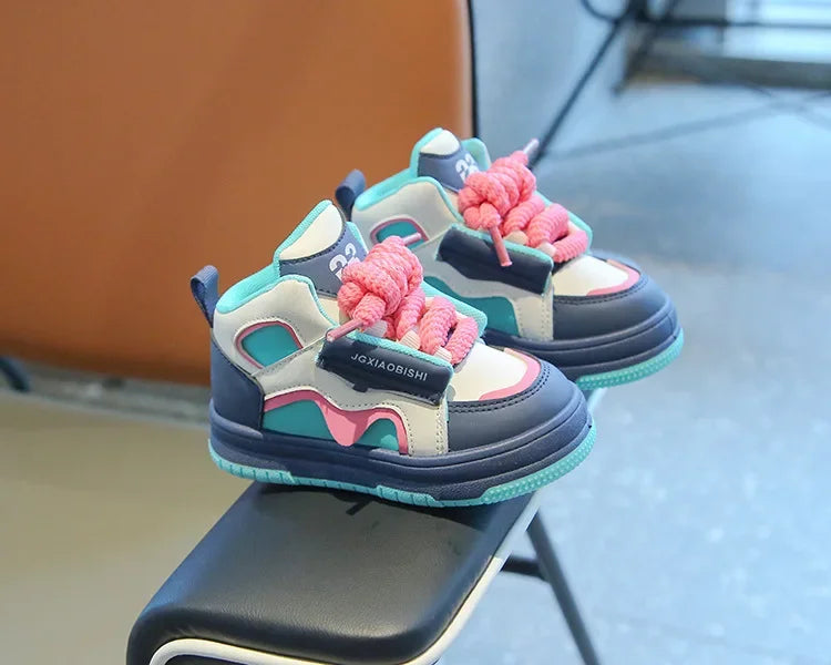 Children Tennis Shoes Spring Autumn Patchwork Leather Sports Shoes for Boy Girl Causal Versatile Kids Fashion Running Sneakers