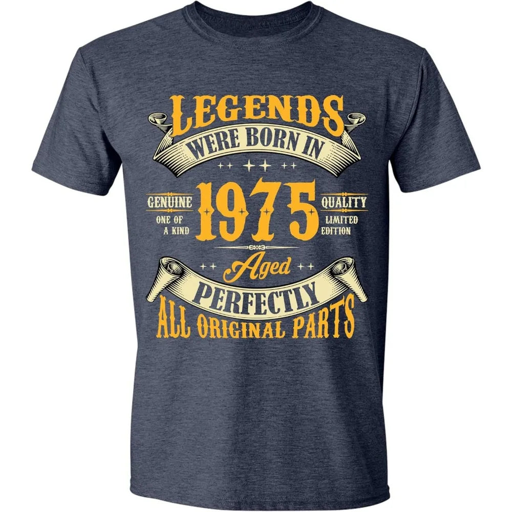 ‌1975 Vintage Birthday Shirt 50th Year Legend Born Graphic Cotton Tee for Men Soft Funny Retro Gift Idea Dad Husband Uncle Shirt