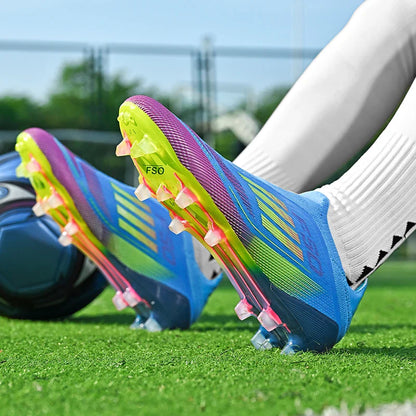 2712 Without-Lace Mens Soccer Shoes F50 SLIP-ON Non-Slip Turf Soccer Cleats Boys TF/FG Training Football Boots Chuteira Campo