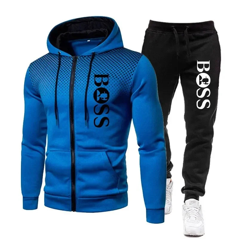 2026 New Spring and Autumn Men's Leisure Fitness Basketball Two Piece Set Fashion Outdoor Leisure Hoodie Set
