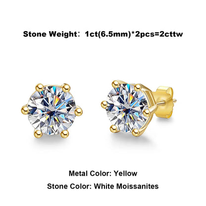 4/2/1ct Total Moissanite Stud Earrings 925 Sterling Silver Certificate Moissanite Earrings Jewelry Making Supplies