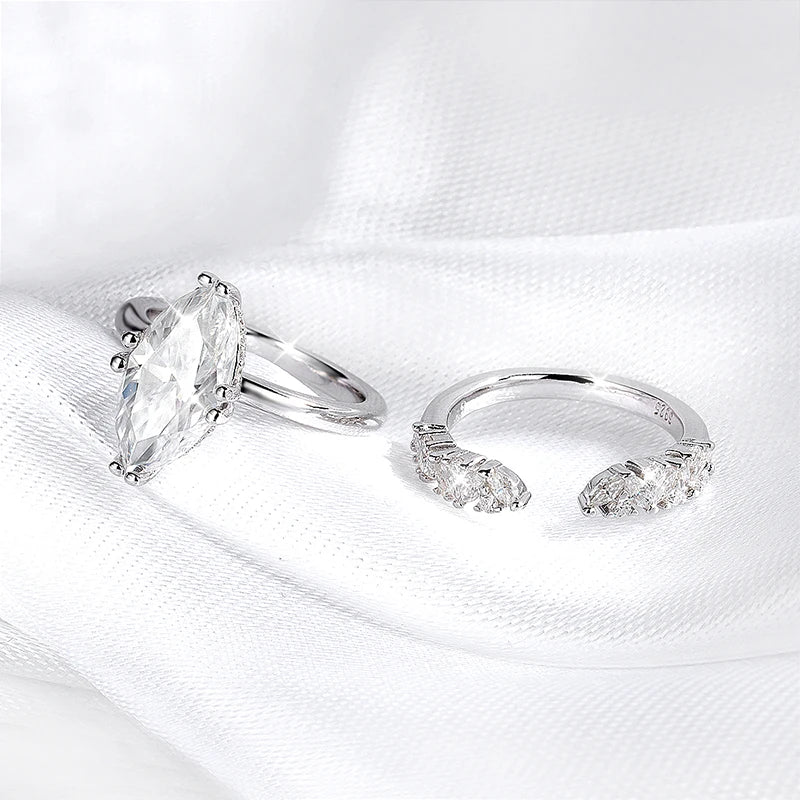 3CT 100% Real Full Moissanite Wedding Rings for Women Marquise Cut S925 Sterling Silver Marriage Band Fine Jewelry GRA