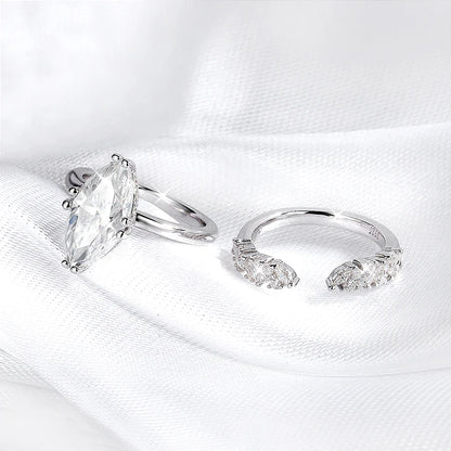 3CT 100% Real Full Moissanite Wedding Rings for Women Marquise Cut S925 Sterling Silver Marriage Band Fine Jewelry GRA