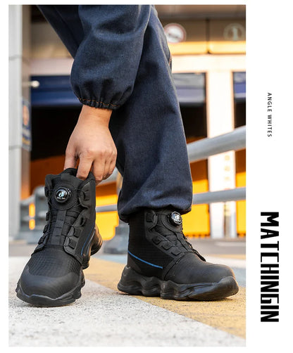 Men Safety Shoes Steel Toe Boots High Top Work Shoes Wear-resisting Slip Resistant Work Shoes Indestructible Breathable Sneakers
