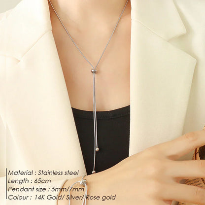 eManco Personalized Snake Chain Adjustable Y Necklace Clavicle Pendant Stainless Steel Necklace Women's Holiday Gift