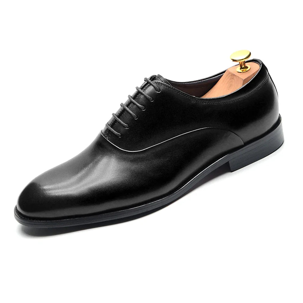 Italian Luxury Men's Oxford Dress Shoes Cow Genuine Leather Fashion Plain Toe Burgundy Wedding Business Formal Shoes for Man