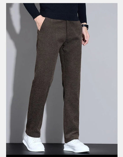 Men's Loose Casual Pants Autumn and Winter New Fashion Pocket Wide-leg Business Pants Comfortable Elastic Waist Stretch Pants